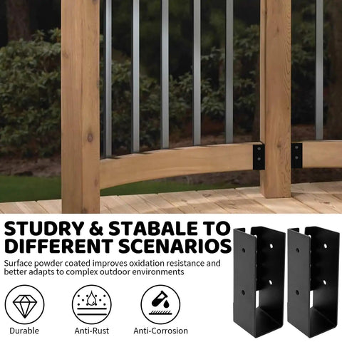 Concealed Flange Joist Hanger Brackets For 1.5 By 5.5 Inch Wood Beams U Shaped Steel Connector For Fences Porches Decks And Handrails Heavy Duty Rust Resistant Black Powder Coated 4 Pack