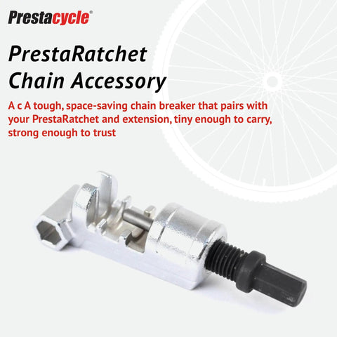 Ultra Compact Beefy Heavy Duty Bike Chain Breaker Tool Accessory with chrome plated build on display