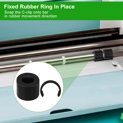 4 Pack Rubber Roller Replacements And Retaining Clip Rings For Cricut Maker Keep Rollers From Moving Easy Install Durable Rubber Rollers And Clip Rings For Smooth Crafting on cutter bar