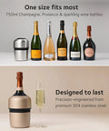 Ultra Efficient Iceless Champagne Chiller With Detachable Stopper Keeps Wine Cold Up To 6 Hours, Fits Most 750ml Bottles Displayed