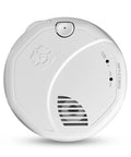 2 In 1 Smoke And Carbon Monoxide Alarm With Battery Power, Precision Detection For Fewer Nuisance Alarms And Early Fire Warning, Safe Home Protection For Any Room Or Hallway. round white plastic alarm with test/silence button