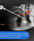 Grease Gun Needle Tip Kit With Bent And Straight Nozzles For Tight Spaces And Hard To Reach Areas injected into control arm ball joint