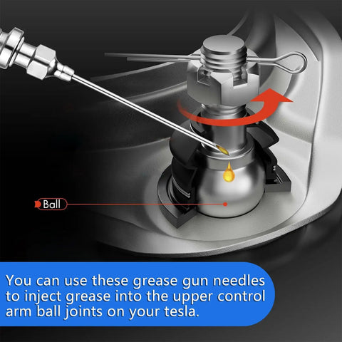 Grease Gun Needle Tip Kit With Bent And Straight Nozzles For Tight Spaces And Hard To Reach Areas injected into control arm ball joint