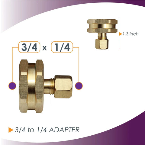 Two Pack Three Quarter Inch To One Quarter Inch Brass Garden Hose Adapter Set Female To Compression Quick Connect Corrosion Resistant