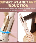Automatic Rotating Curling Iron 28mm Barrel For Beachy Waves in use, showing high-torque micro motor and ceramic coating