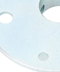 Close-up of steel alloy rear sprocket brake hub adapter mount for 1 inch go kart wheels, precision bore and keyway included.