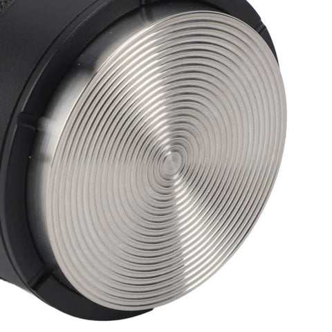 Top Tier 51Mm Black Coffee Distributor And Espresso Tamper For Baristas stainless steel base with spiral pattern for even dosing.