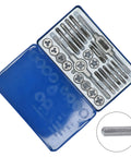 Premium Alloy Steel Tap Die Kit For Quick Thread Repair With 11 Taps And 11 Dies Plus Fixed Wrenches In Durable Iron Storage Box For CNC Tools And Industrial Maintenance, open case