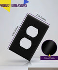 Duplex Receptacle Wall Plate 1 Gang 4.5 X 2.76 Inches Black unbreakable polycarbonate gloss finish dimensions displayed
