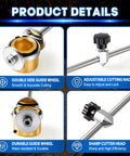 Pro Grade Plasma Cutter Circle Cutting Guide Kit For AG 60 SG 55 Adjustable Compass Roller Torch Attachment Metal Circle Cutter With Guide Rod And Clamp Holder No Guesswork To Create Precise Circles Every Time - product details featuring double side guide wheel, adjustable cutting radius, durable guide wheel, and sharp cutter head