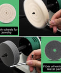 Your Go To Portable Bench Buffing Polisher With Adjustable Speed 110V Kit For Jewelry Wood Silver Metal Jade in use with cotton and fiber wheels