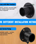 Stainless Steel One And A Quarter Inch Flange Rod Holder End Bracket For Shower Pole And Closet Rod With Screws Matte Black Built To Last Heavy Duty Mount Kit For Bathroom Wardrobe Laundry Room Two Pack Easy Install installed on tile and wood