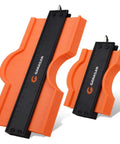 Lockable Contour Gauge Ruler Set 10 Plus 5 Inch For Corners And Contoured Surfaces, orange with black locking mechanism
