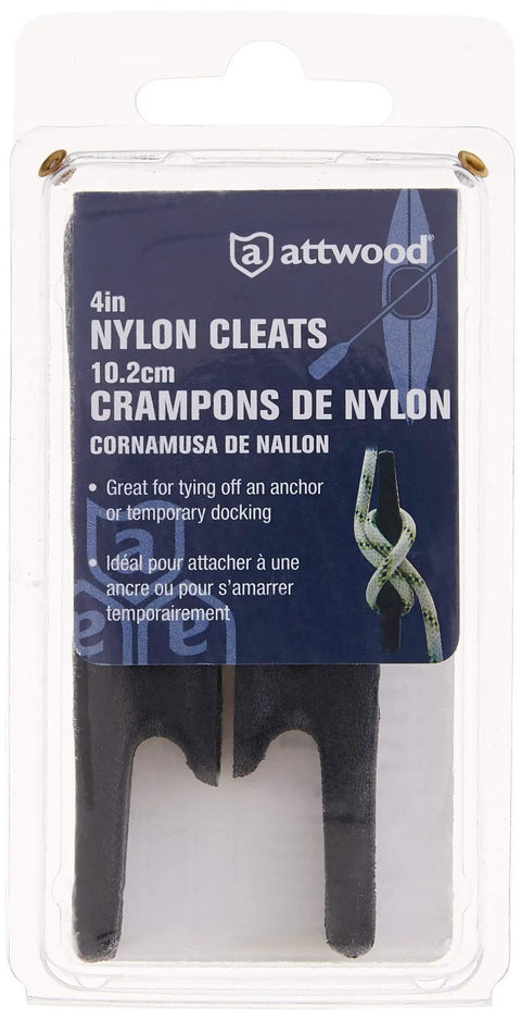 Packaging of Nylon Dock Cleats 4 Inch Long Pre Drilled For Size 12 Fasteners Sold In Pairs Anchor Tie Off Or Temporary Docking