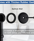 Brass Bathtub Drain Kit With Lift And Turn Mechanism, Single Hole Overflow Faceplate, Matte Black Finish, gasket view
