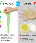 Pro Grade Car Cleaning Gel 4-Pack comparison showing green reusable putty stretching and picking up dust versus residue on hand