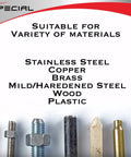 Tools banner from Amazon Special showing materials: stainless steel, copper, brass, steel, wood, plastic; bolts at bottom.
