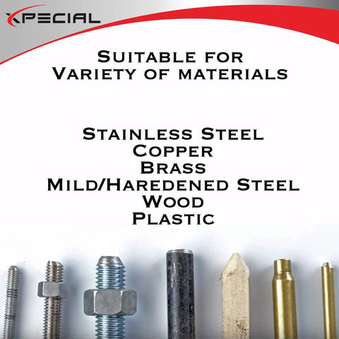 Tools banner from Amazon Special showing materials: stainless steel, copper, brass, steel, wood, plastic; bolts at bottom.