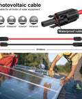 Heavy Duty 3 Feet 10 AWG Solar Panel Extension Cable With Waterproof IP67 Connectors Red And Black Pair For Outdoor Use