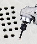 Angle grinder using 7 Pack Diamond Core Drill Bits For Porcelain Tile And Concrete With 5/8-11 Hex Shank Adapter, multiple holes in tile.