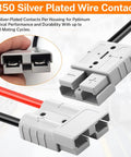 Six Pack 50 Amp 600 Volt Battery Quick Connect Disconnect Kit For 8 To 12 AWG Cables Anderson Connector Compatible Built For Car RV Truck Forklift Trailer Winch And Traction, SB50 silver plated contacts