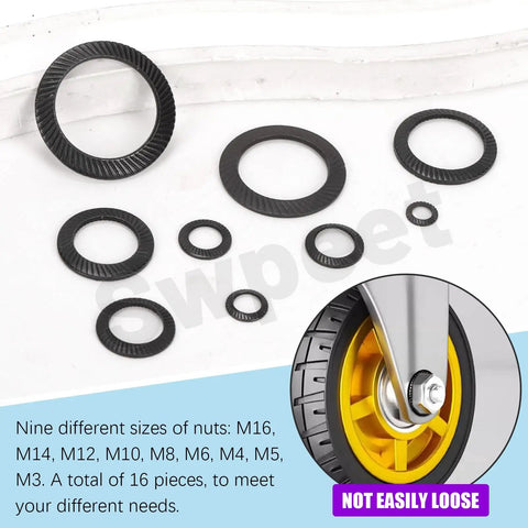 Tough As Nails Black Metric Tooth Lock Washer Assortment Kit featuring various sizes from M3 to M16, ideal for automotive use.