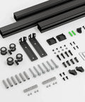 Heavy Duty Five Foot Ceiling Mount Box Rail Barn Door Hardware Kit In Aluminum Alloy For Single Door components displayed