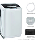 Full Automatic Washer And Spinner Combo, 8 Point 8 Lbs Portable Laundry Machine with hose, cover, and motor protection device.