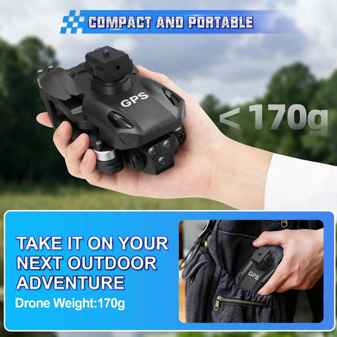 Person holding compact GPS Drone With Camera For Beginners Dual Camera FPV Quadcopter For Indoor And Outdoor Flying Real Time FPV Streaming HD Video Easy To Fly Stable Flight Dope Gift For Adults And Tech Lovers