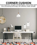 Modern home office with desk showing Scratch Proof Corner Guards No Fuss Pack of 100 Easy Install Plastic Edge Protectors.