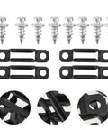 Heavy Duty Invisible Furniture Connectors And Cabinet Fasteners 50 Pack with black connectors and silver screws for woodworking.