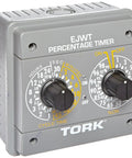 EJWT Tork Percentage Timer Switch For 120 To 240 VAC Input, SPDT Output, Powers 20 Amp Loads Or 2 HP Motors, Dual Dial Controls