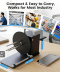 Hardcore Automatic Label Rewinder Machine Handles Coreless And Up To 1.1 Inch Cored Rolls with compact design and handle for easy transport.