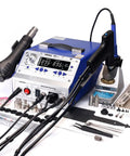 Do It All Four In One Soldering And Desoldering Kit with Hot Air Rework, Soldering Iron, Desoldering Gun and Suction Pen setup display