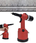 Pneumatic Rivet Nut Setting Kit Heavy Duty Air Powered Riveter For M3 To M12 Nuts, Red Zinc Alloy Gun With Metal Plates