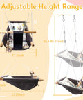 Indoor And Outdoor Baby Swing For Infants To Toddlers Portable Adjustable Porch Swing With Five Point Safety Belt Supports Up To One Hundred Fifty Pounds Great For Living Room Garden Backyard Tree Hanging Chair, adjustable height range illustration.