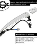 Chrome Driver Side Exterior Door Handle With Sensor And Smart Keyless Entry For Nissan 2009 2018 plug and play.