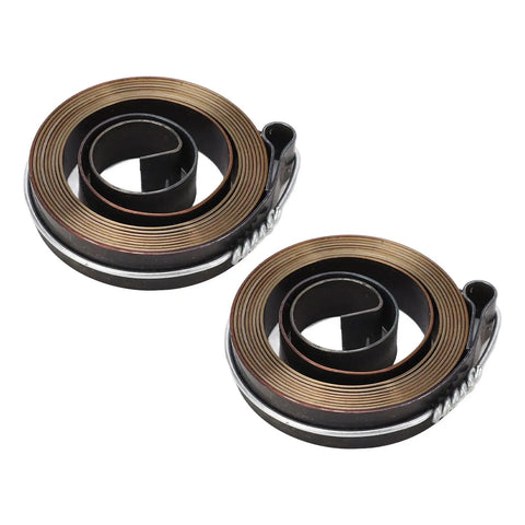 2 Pack Drill Press Quill Feed Return Springs Chrome Plated Steel For Drilling Milling Machines Horizontal And Vertical Bench Drills Beefed Up Replacement Kit For Smooth Top Return And Durable Performance, showing two coiled springs.
