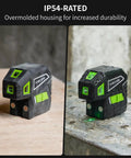 5 Point Green Laser Level With Self Leveling Dots And Magnetic Base, Plumb Up And Down Beams, 131 Foot Range, Includes 2 AA Batteries And Pouch, Pro Grade DIY Favorite For Quick, Accurate Layouts From Floor To Ceiling, IP54-rated overmolded housing