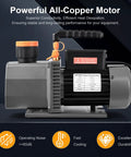 No Sweat 5 CFM Two Stage HVAC Vacuum Pump Half Hp Copper Motor with orange handle and oil gauge for residential and auto AC use.