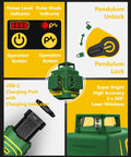 Close-up of Three-Plane 3D Laser Level Kit With 3x360 Self-Leveling Green Cross Lines showing controls and USB-C port.