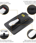 Sustain Pedal Universal Foot Controller Switch For Keyboards Digital Pianos MIDI Synthesizers And Electronic Organs With 6.35mm 1 Quarter Inch Damper Pedal, showing close-up details like cushion, polarity switch, and pedal protector