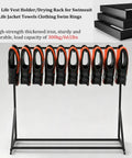 Heavy-Duty Freestanding Life Vest Holder And Gear Rack Boss-Grade Swivel-Wheel Dock Organizer with life jackets, iron frame