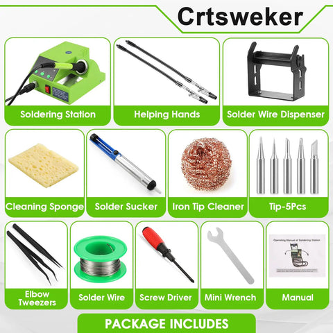100W Digital Soldering Station Kit With 2 Helping Hands, Fast Heat, Big LED Display, Temperature Range 180 Celsius To 480 Celsius