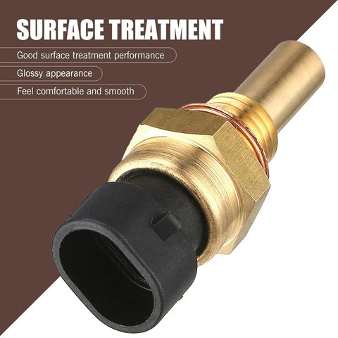 Front view of Engine Coolant Temperature Sensor For Delphi III Brass Body Water Temperature Sensor With High Temperature Resistance OEM Numbers 15404280 12191170 60811520 12608814 Durable Plastic Alloy Sensor For Auto Engine Cooling System showing brass body and connector.