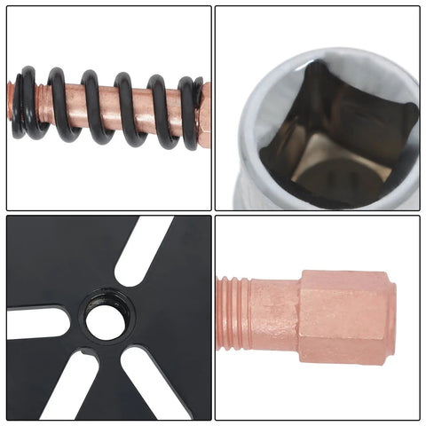 Close-up of components in 36 In 1 Blind Hole Bearing Puller Kit With Inner Outer Bearing Separator Set And Gear Splitter Pull Tool