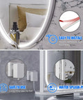 LED Vanity Light Strip for Mirror With 6000K Daylight White Glow, 6.56 Ft Dimmable Makeup Light showing adhesive and waterproof features