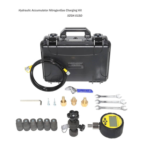 Digital Hydraulic Accumulator Nitrogen Charging Tools And Pressure Test Kit For On Site Maintenance With Pressure Gauge And Inflation Valves Flexible Tubes Pro Grade Portable System