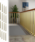 Top Shelf Metal Guardrail Poles For Stairs And Decks 20 Pack Cuttable Stair Railing Posts in gold finish.