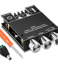 50W Per Channel Bluetooth Amplifier Board With Bass And Treble Control, Dual HiFi Chip 2.0 Channel Amp Board, accessories shown.
